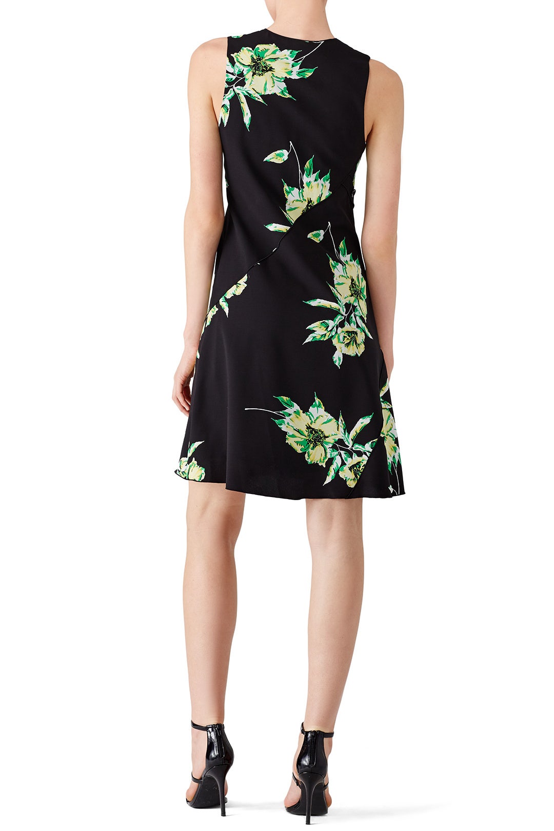 Black Floral Asymmetrical Dress by Proenza Schouler