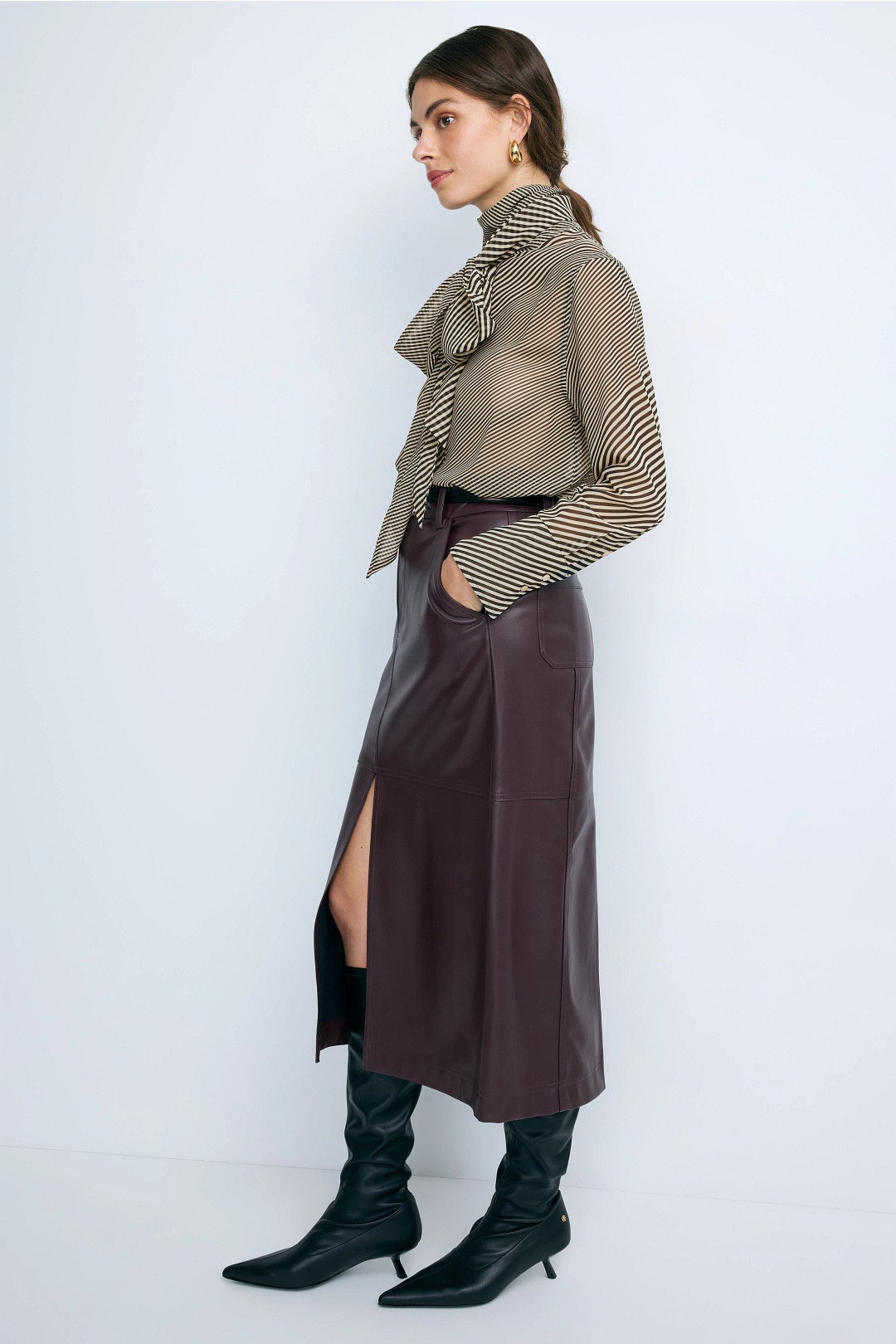 Sheer Tie Neck Blouse by Ronny Kobo x RTR 1