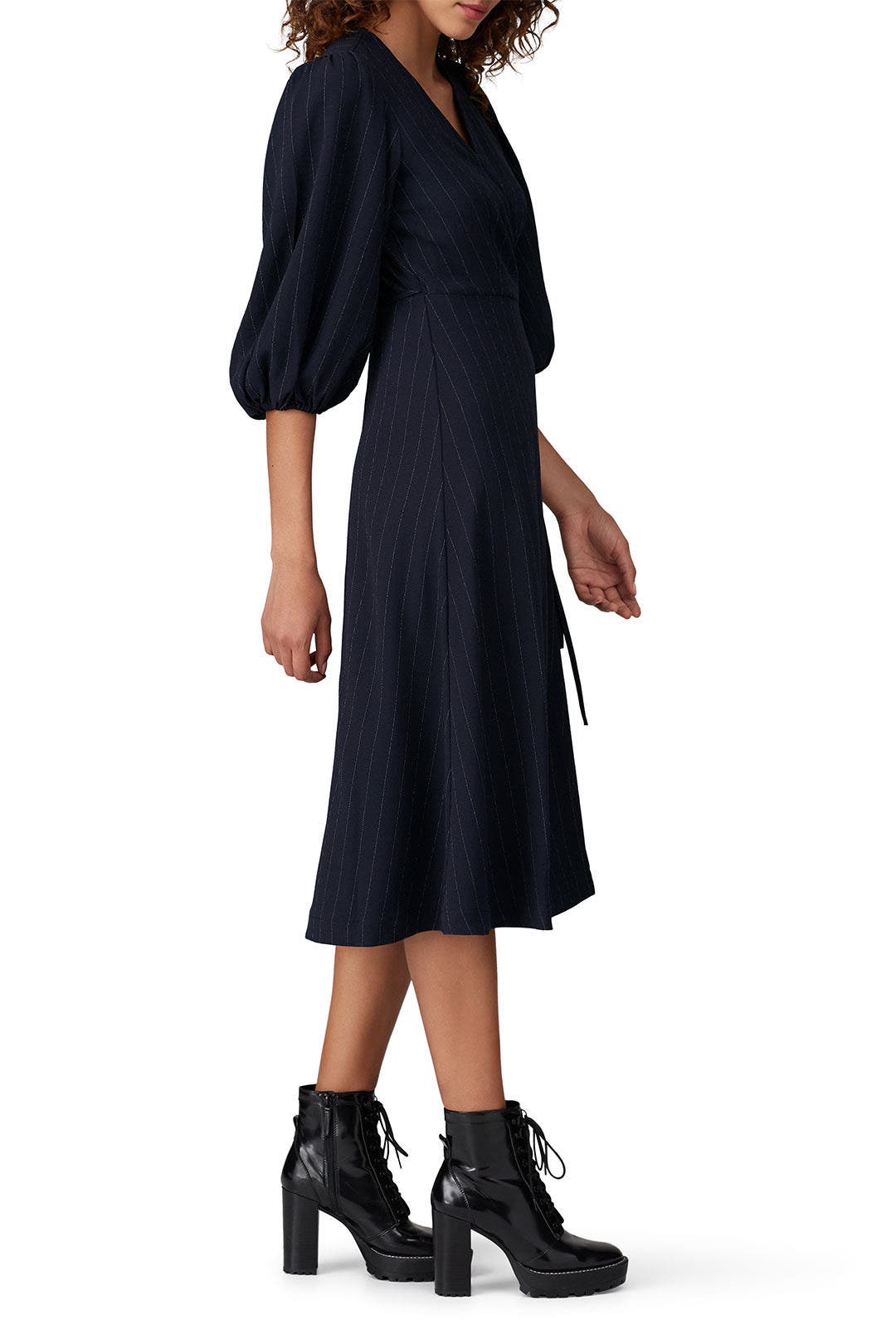 Blue Striped Wrap Dress by GANNI | Rent the Runway