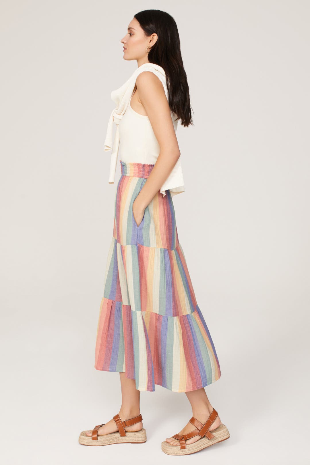 【BAON】Corinne Banding Long Skirt Cotton Banding Long Skirt