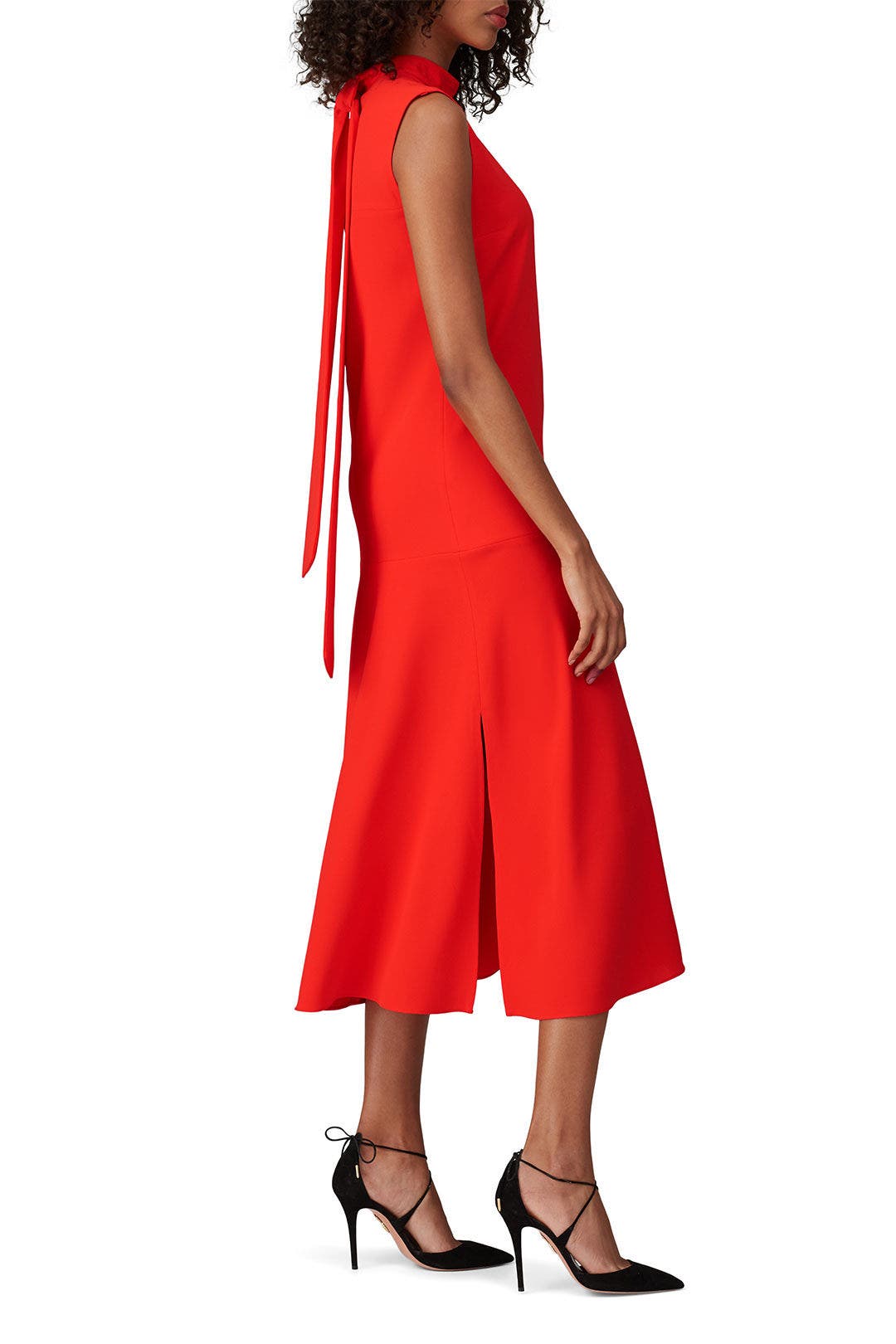 Red High Neck Sleeveless Dress by Victoria Victoria Beckham 1