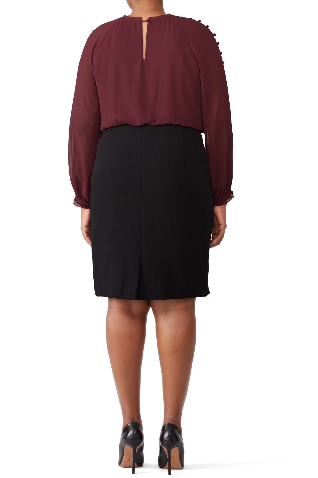 Maroon Blouson Dress by Badgley Mischka 5