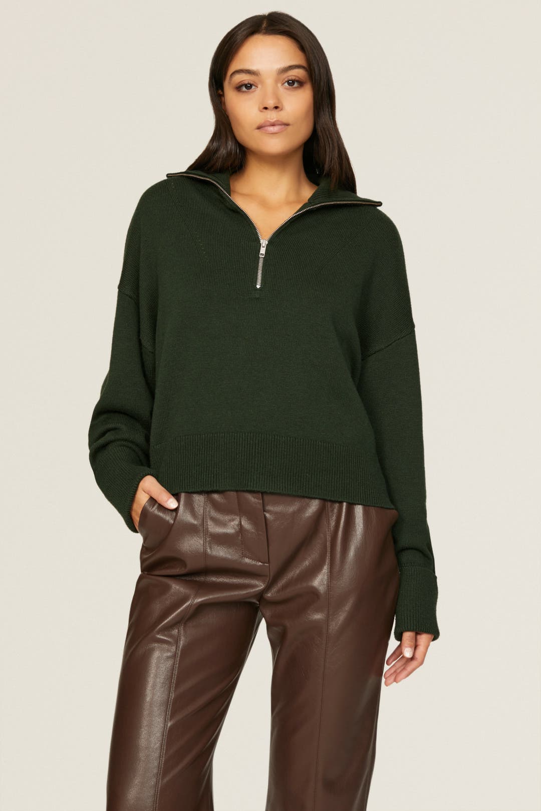 Green Quarter Zip Sweater by Marissa Webb x RTR | Rent the Runway