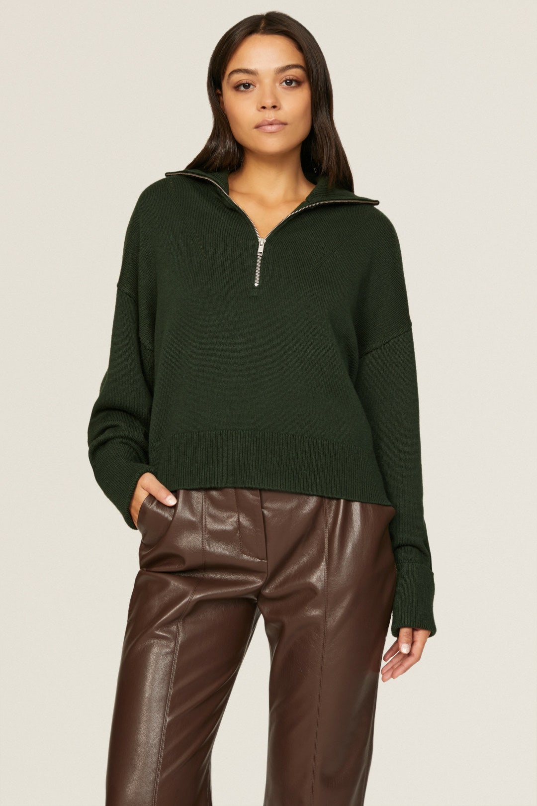 Green Quarter Zip Sweater by Marissa Webb x RTR 6