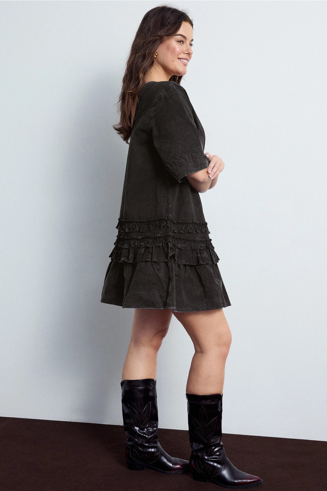 Ruffle Hem Mini Dress by GANNI 6