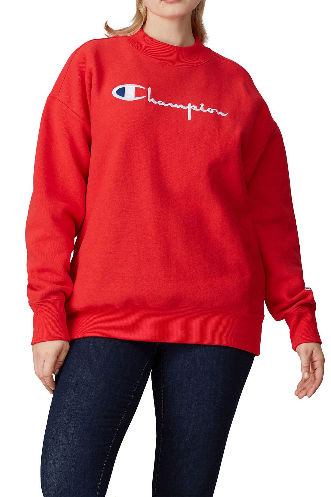 Red Big Script Oversized Sweatshirt by Champion 6