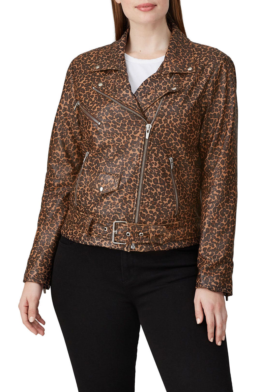Leopard Smooth Jayne Leather Jacket by VEDA 6