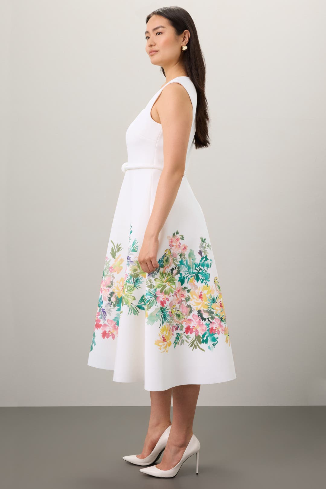 Printed Full Skirt Midi Dress by Badgley Mischka | Rent the