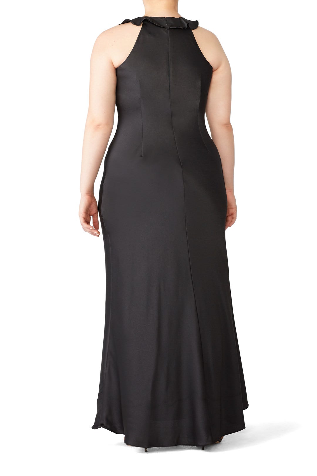 Black Ruffled Gown by Aidan Mattox 5