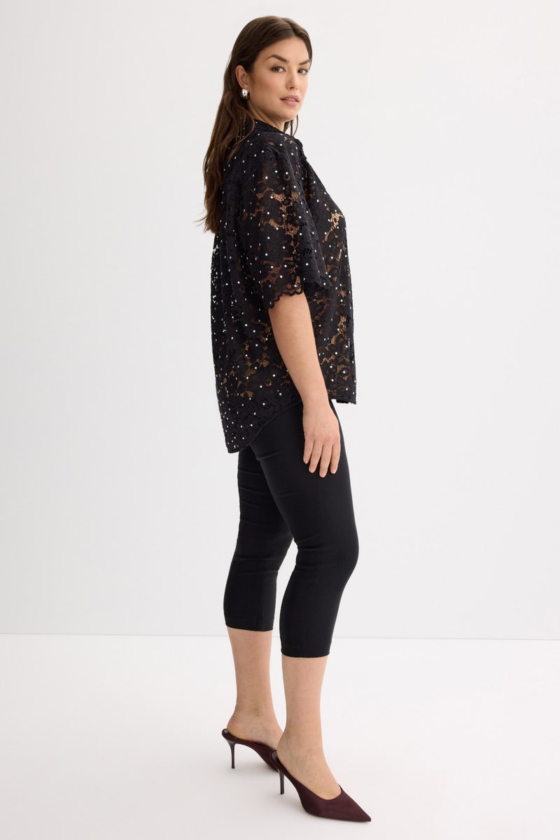 Studded Floral Lace Shirt by MICHAEL KORS - Photo 6