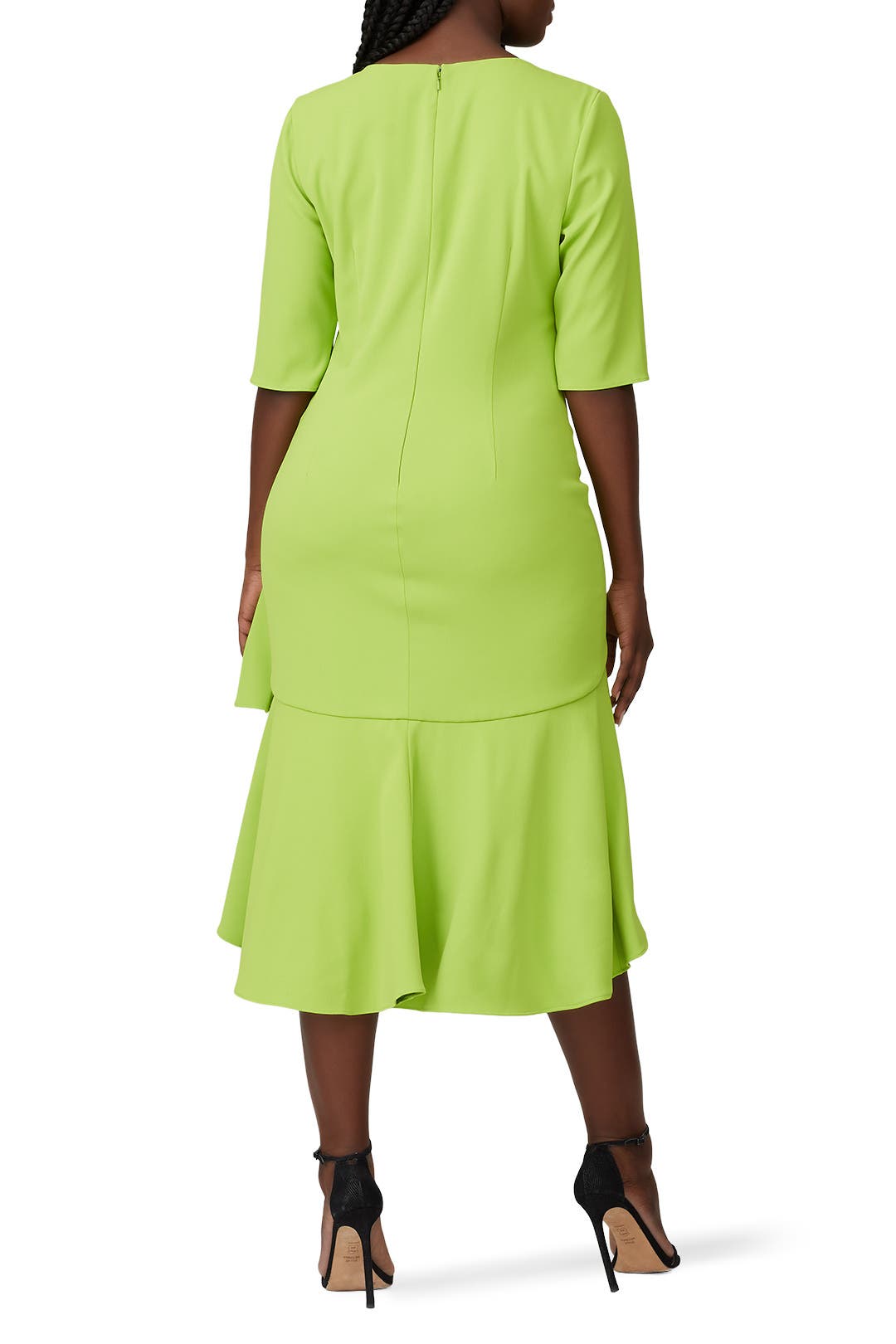 Lime Flutter Hem Dress by Badgley Mischka | Rent the Runway