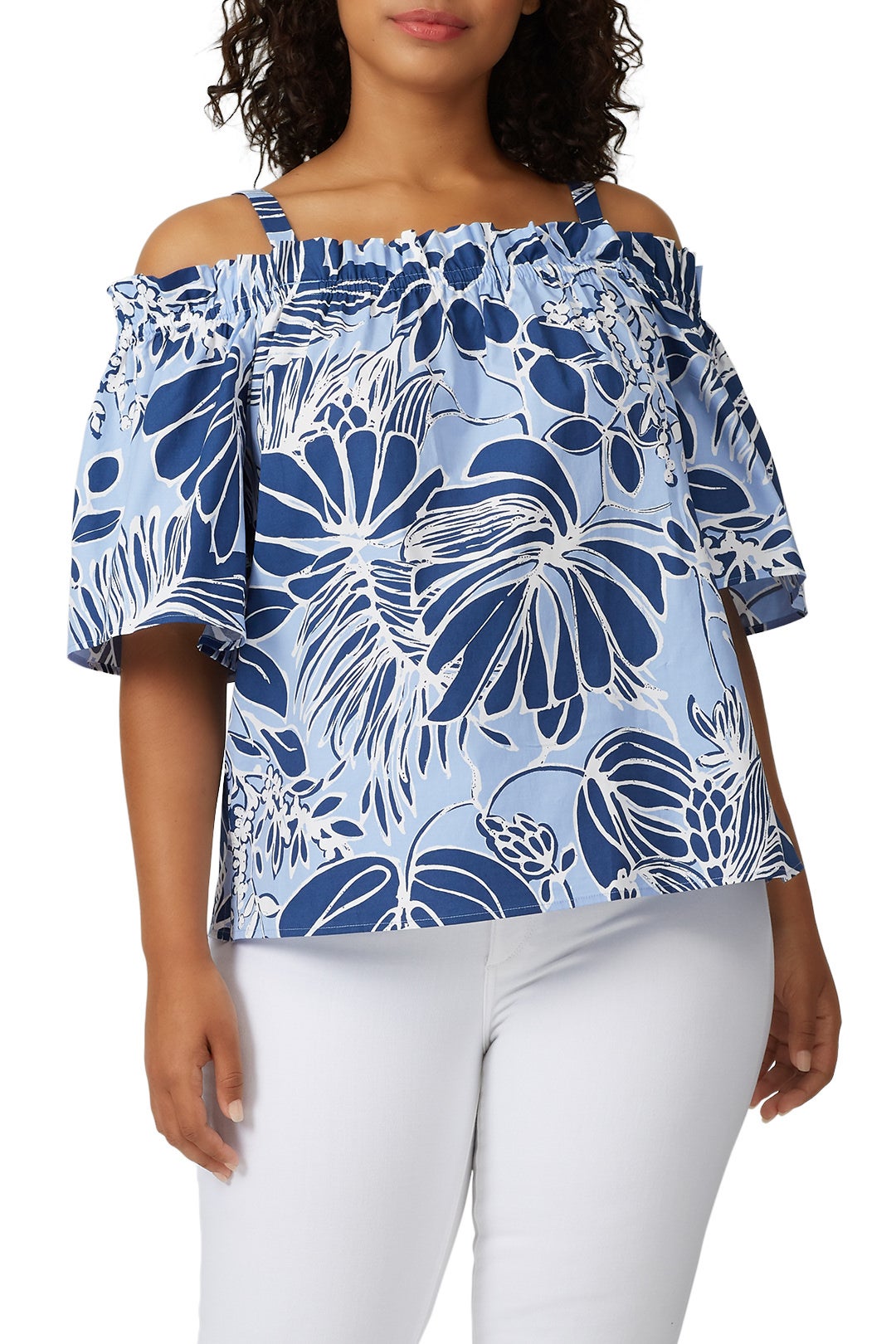 Leaf Print Off The Shoulder Top by N Natori 4