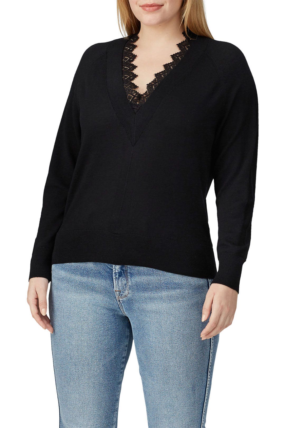 Black Lace Combo Pullover by Rebecca Taylor NYC 6