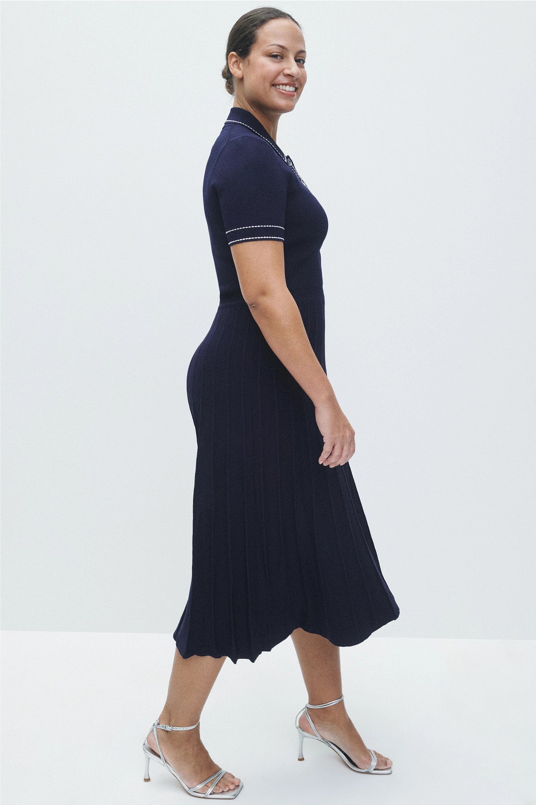 Contrast Stitching Polo Midi Dress by MICHAEL KORS 6