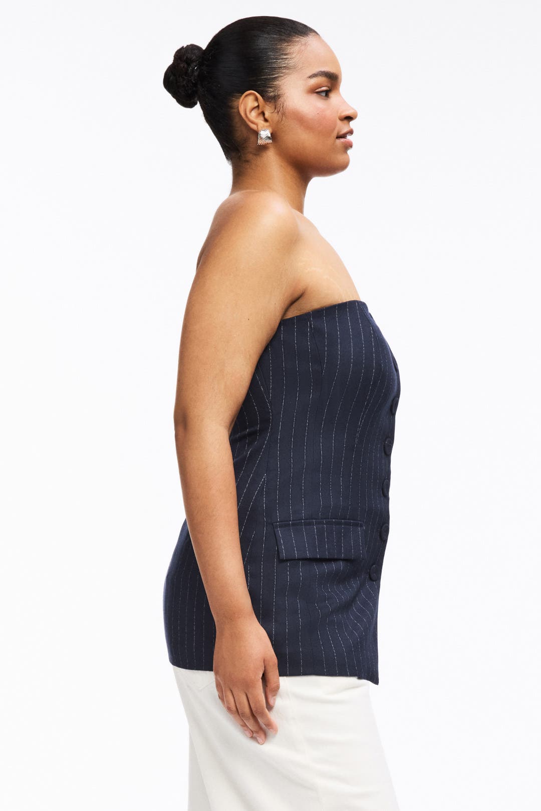 Navy Pinstripe Bustier by DL1961 | Rent the Runway