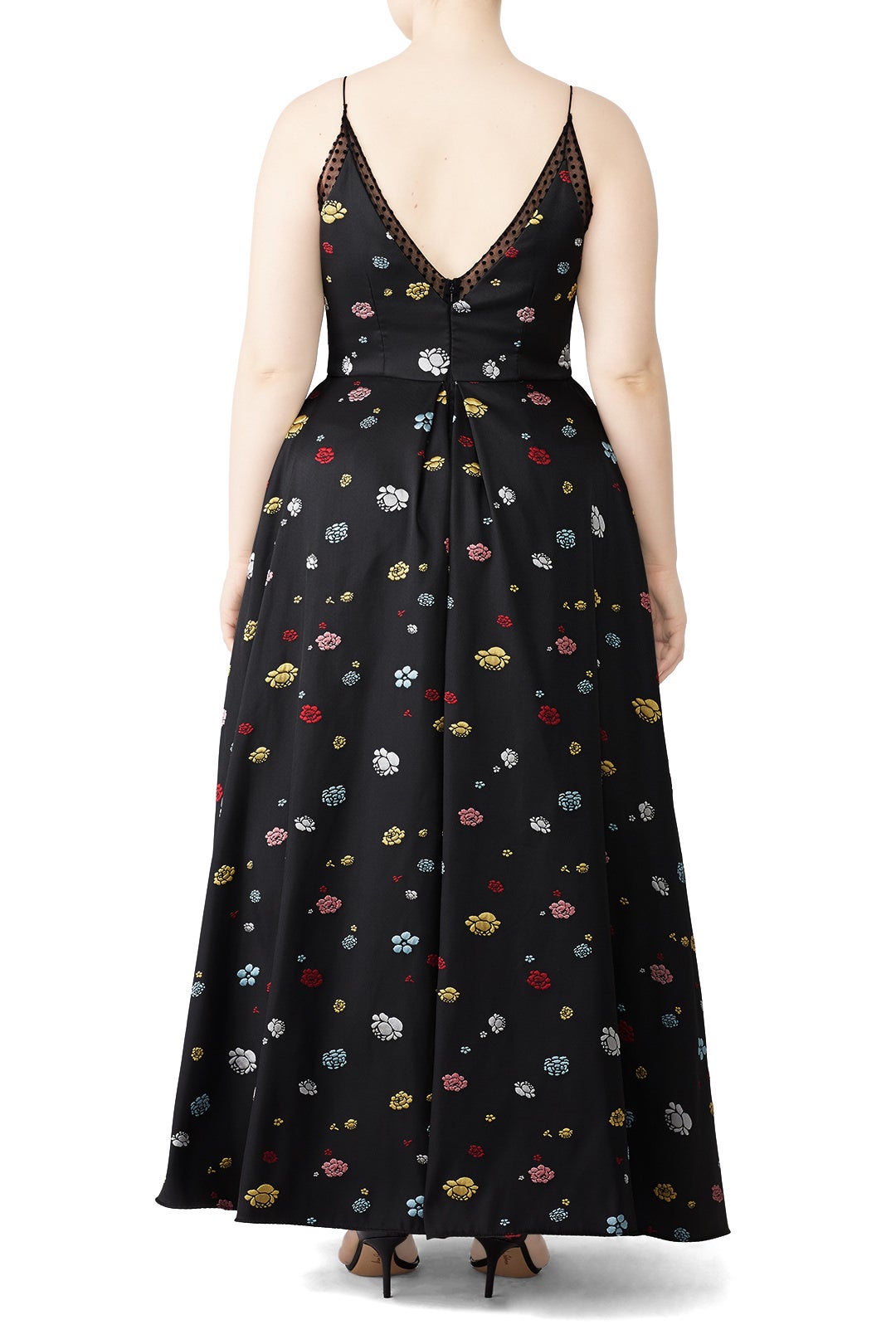 Black Multi Floral Gown by ML Monique Lhuillier 5