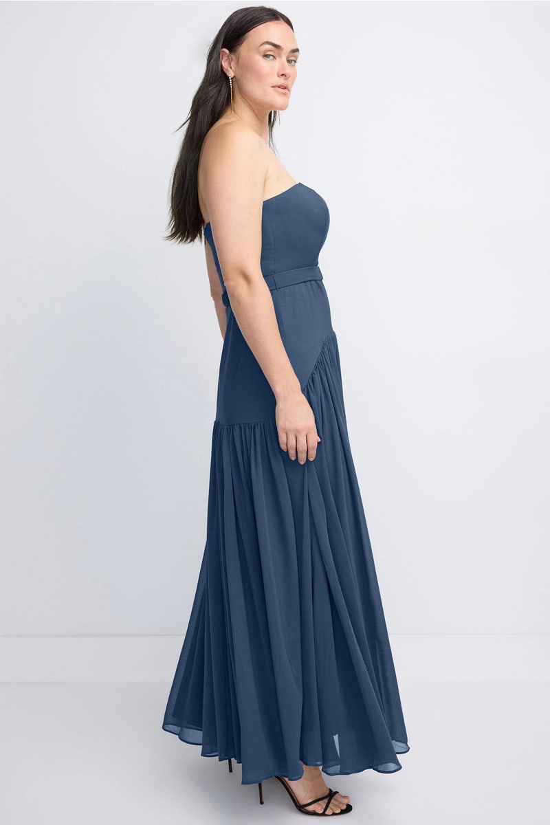slim fit dress slacks Lorelie Halter Gown in Blue by AMUR main image 1