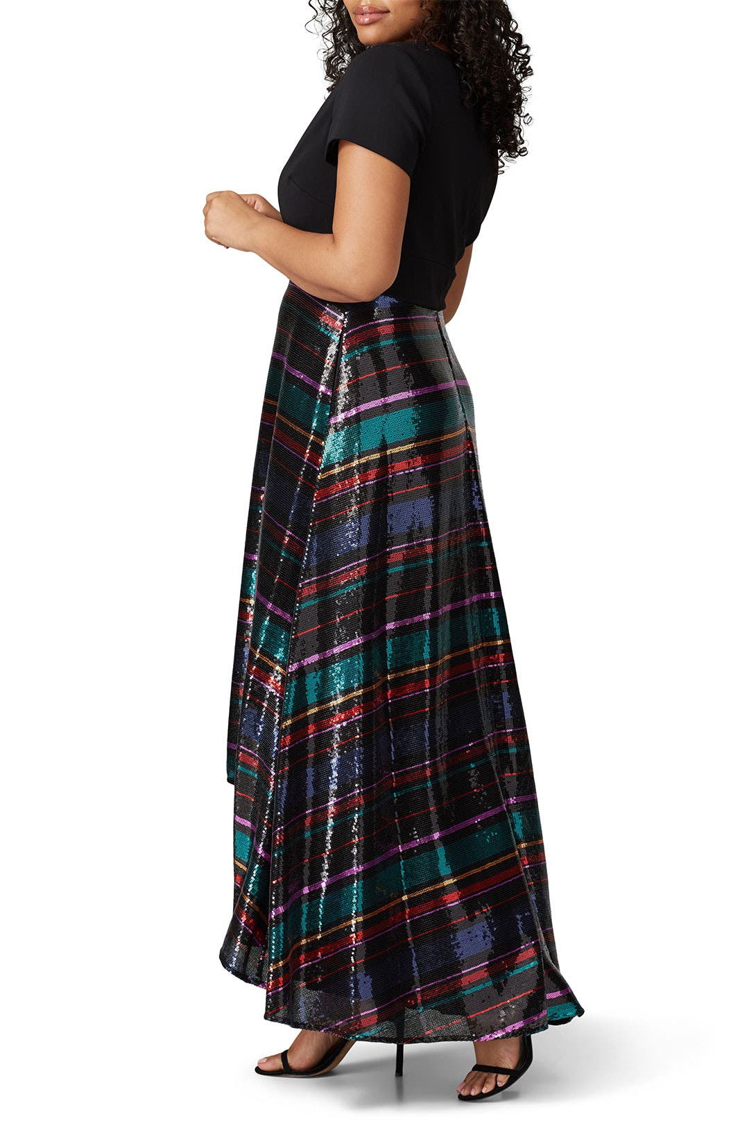 badgley mischka sequin skirt gown