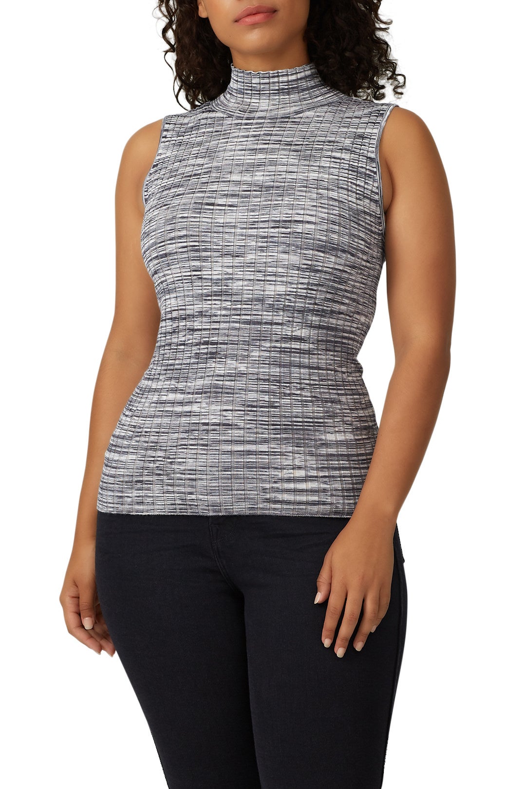 Space Dye Ribbed Knit Sleeveless Turtleneck by 525 America 5