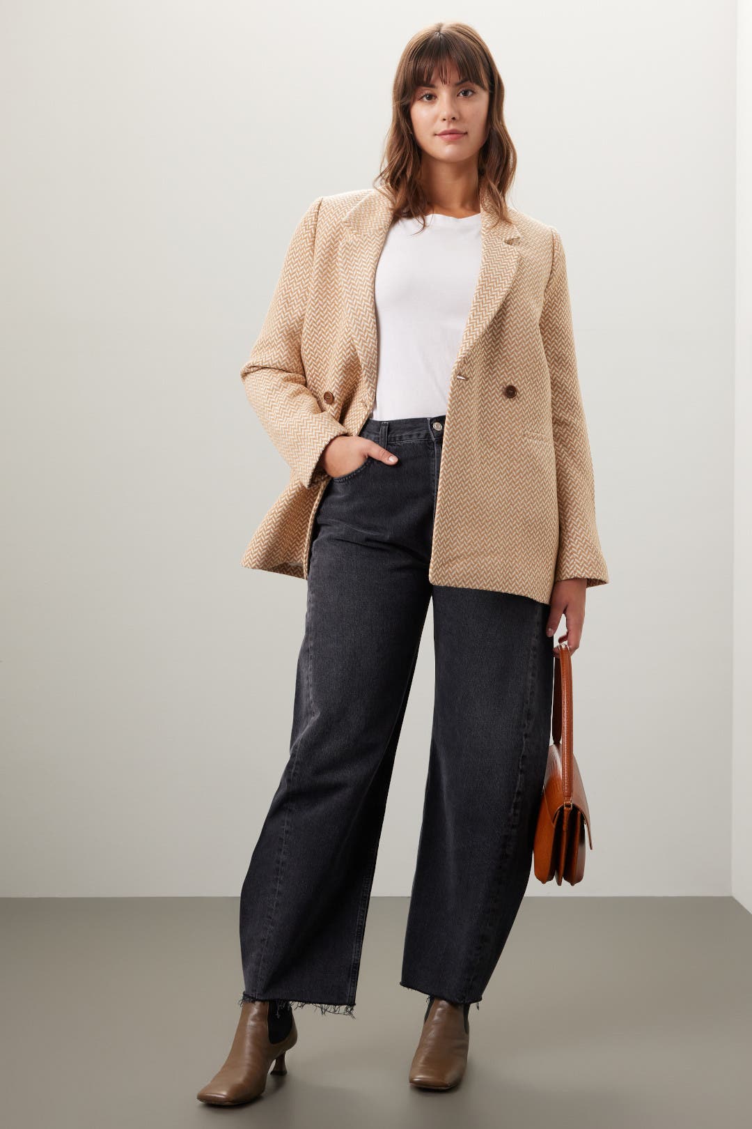 Tan Fishbone Blazer by Anine Bing | Rent the Runway