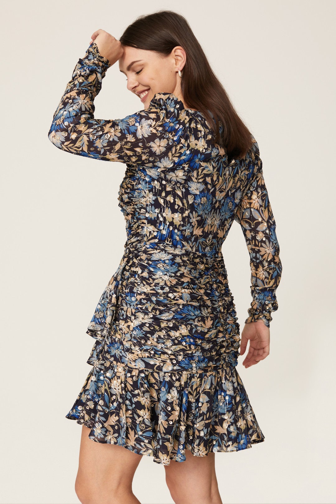 Floral Chiffon Flounce Dress by ML Monique Lhuillier 6