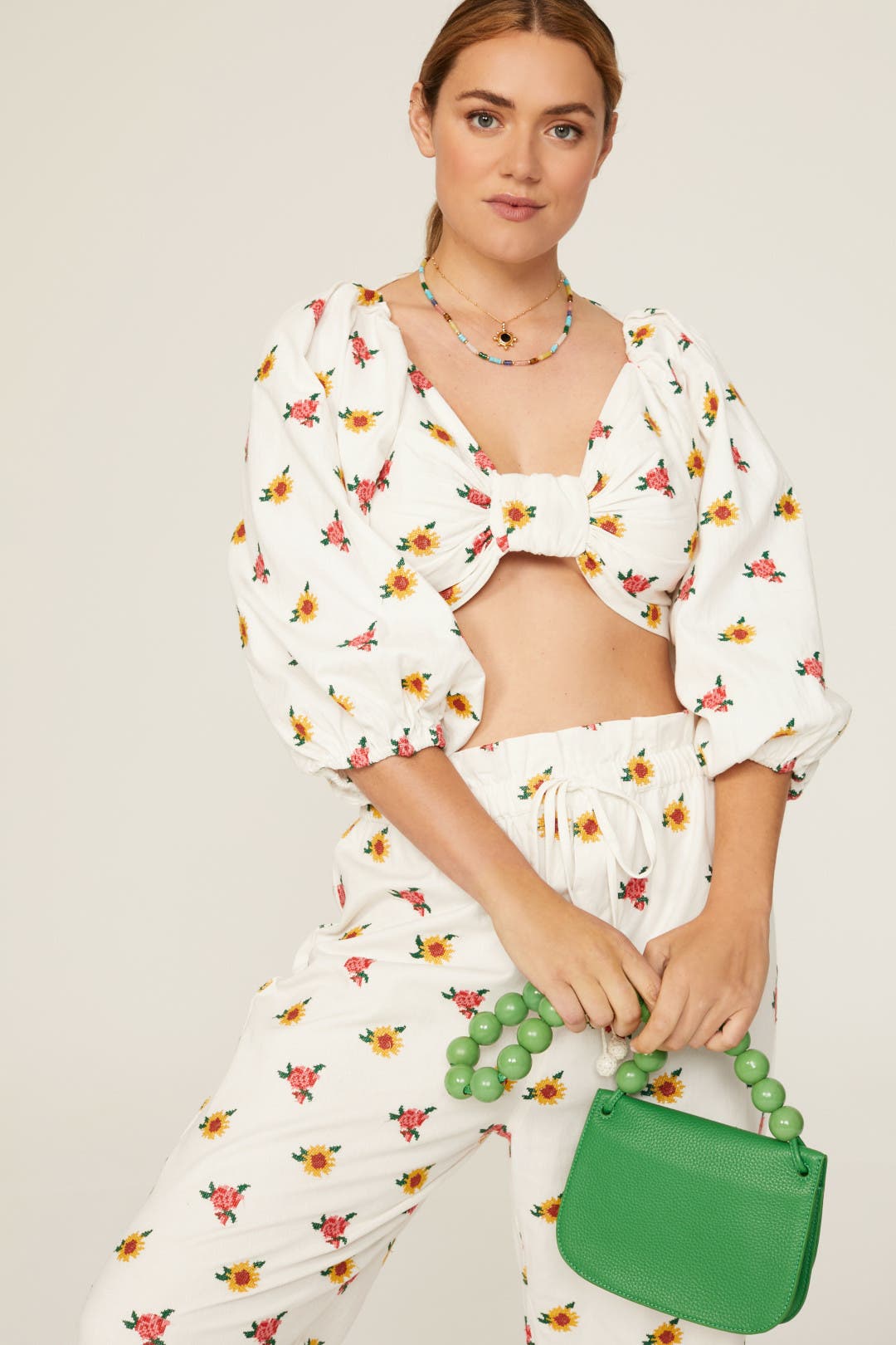 Mixed Flowers Embroidered Top by FARM Rio | Rent the Runway