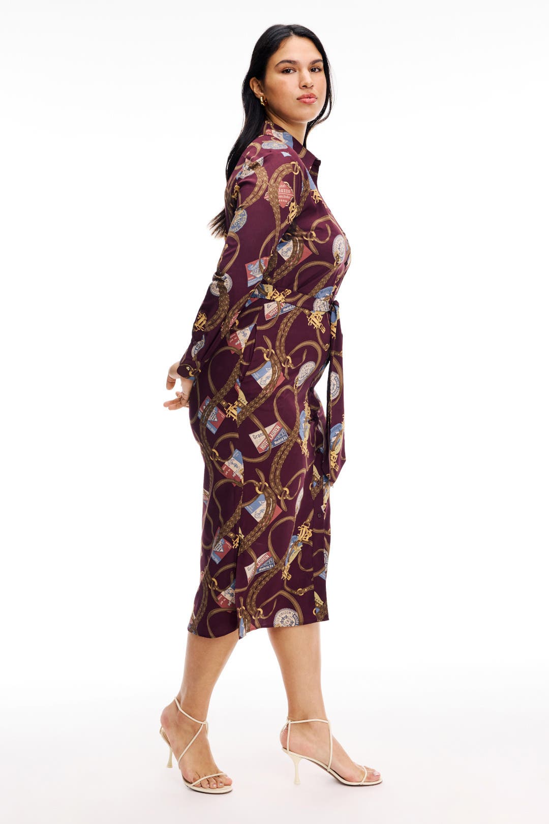 SALE国内即発【Ralph Lauren】カウルバック スタイリッシュDress Lauren Ralph Lauren Knee Length Floral Ruffle V-Neck Belted