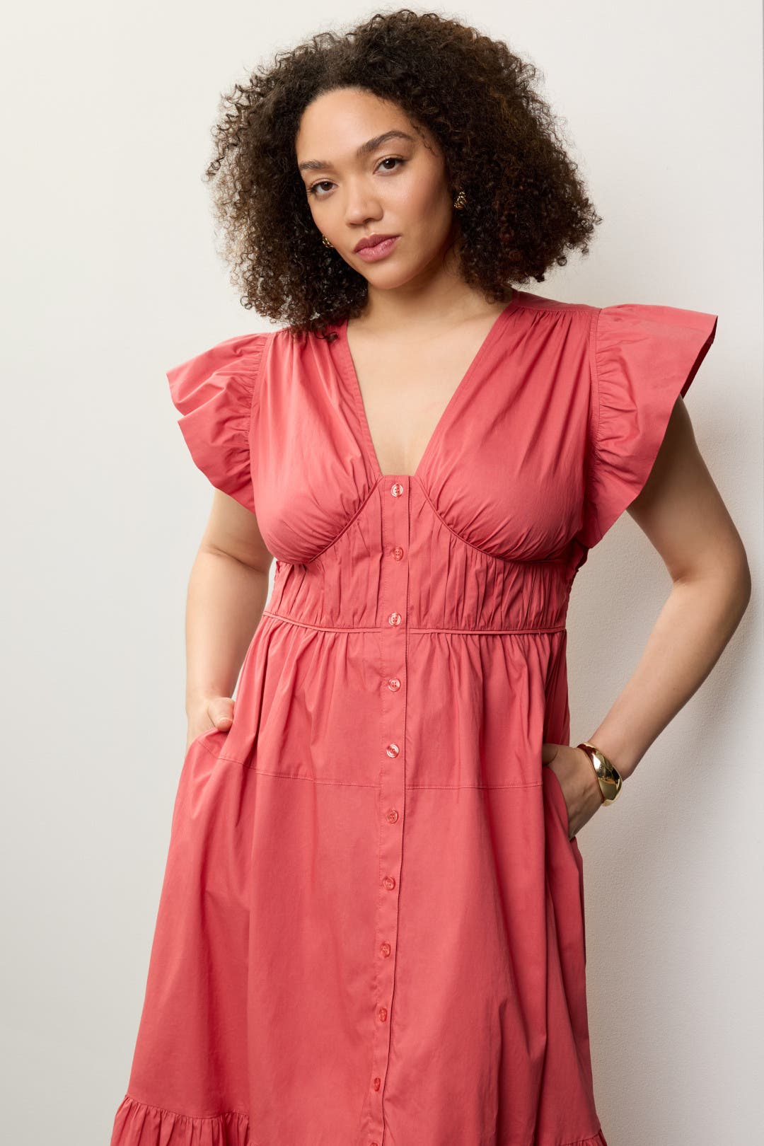 Pink Flutter Sleeve Dress by Derek Lam 10 Crosby x RTR