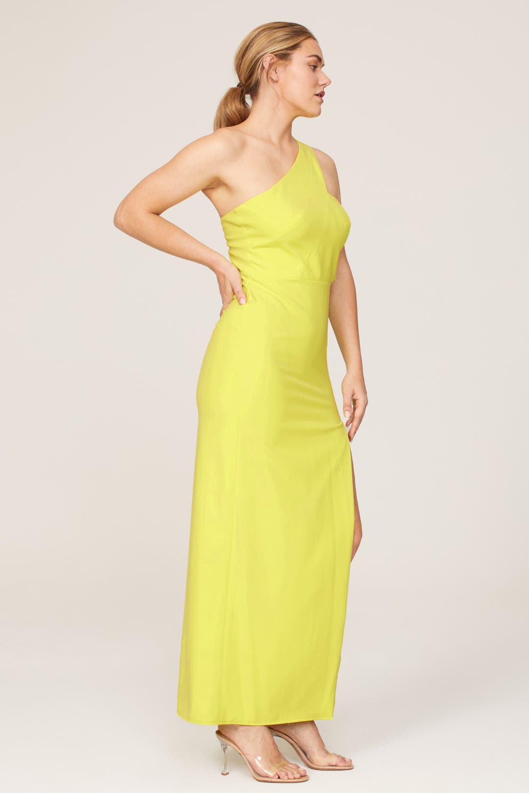 Yellow One Shoulder Gown by Aidan AIDAN MATTOX | Rent the Runway