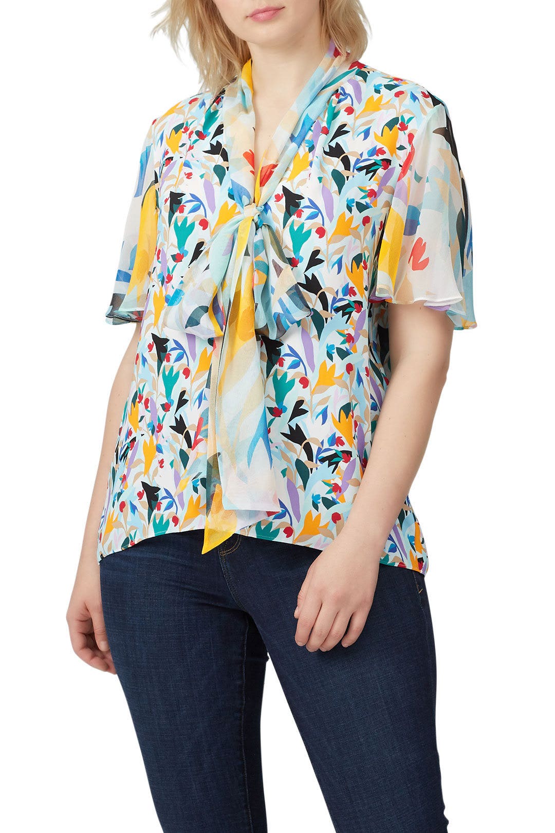 Tie Neck Flutter Sleeve Top by Prabal Gurung 6