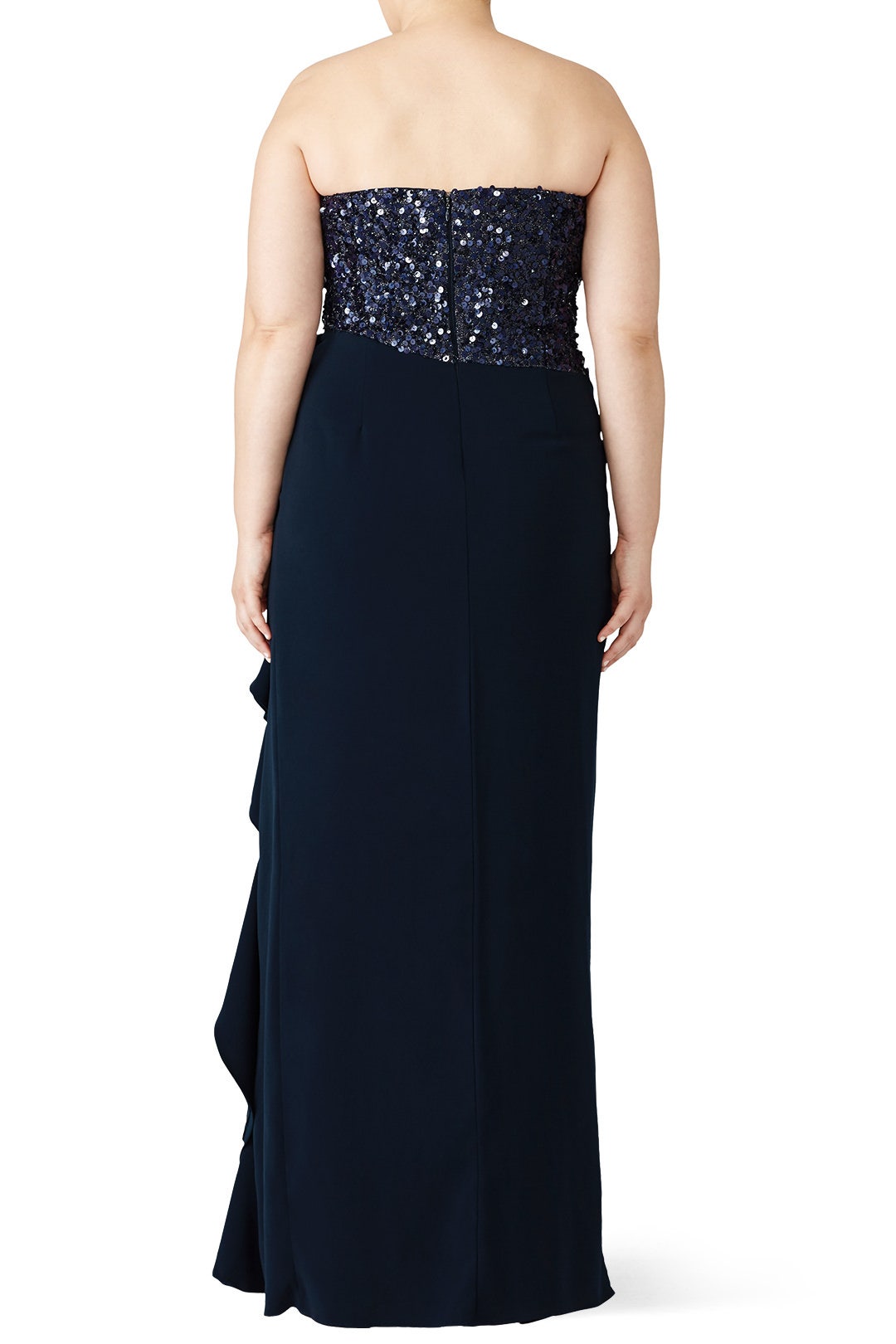 Blue Sequin Ruffle Gown by Badgley Mischka 5