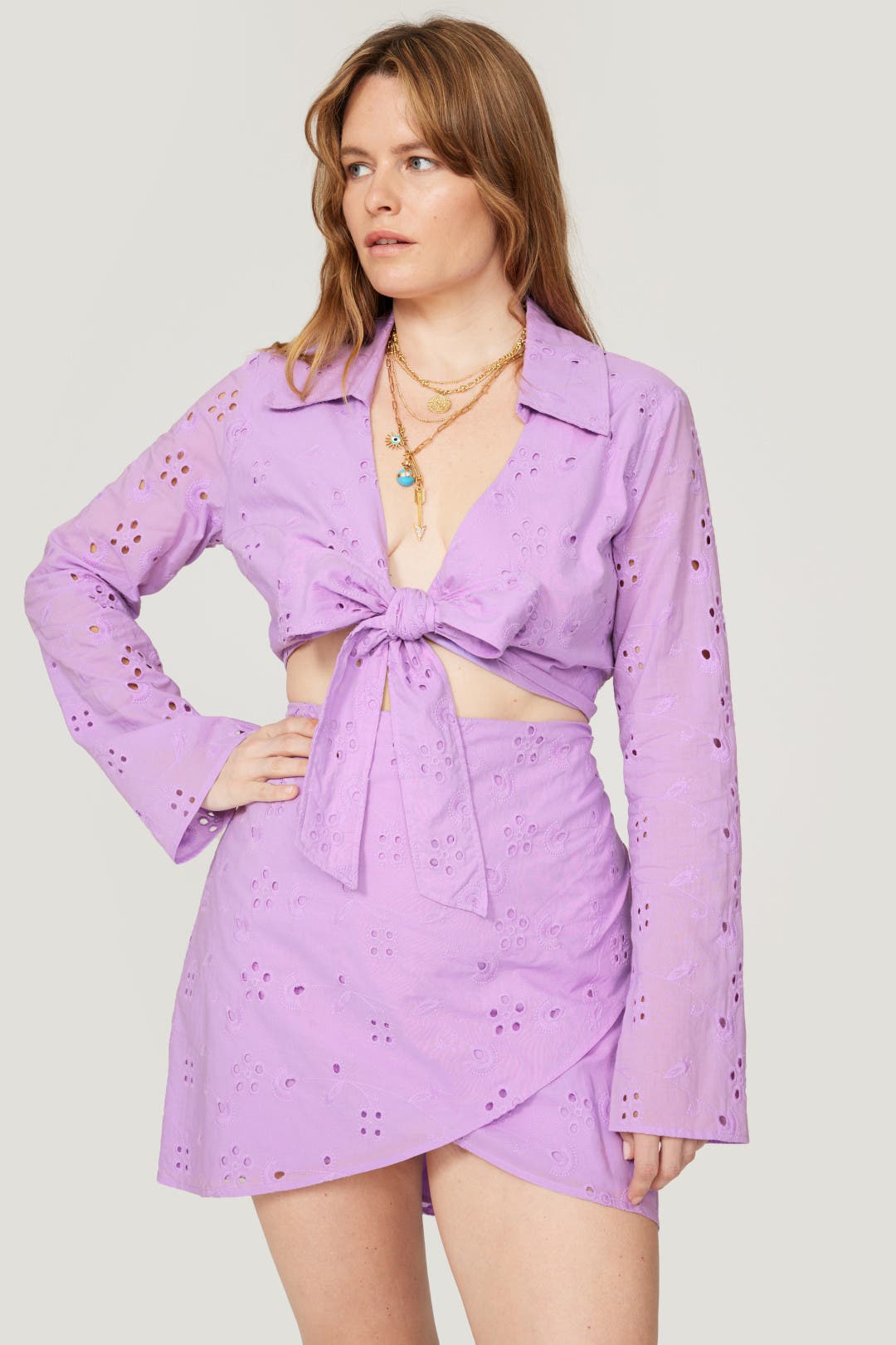 Purple Eyelet Top by ASHLEY PARK x RTR | Rent the Runway