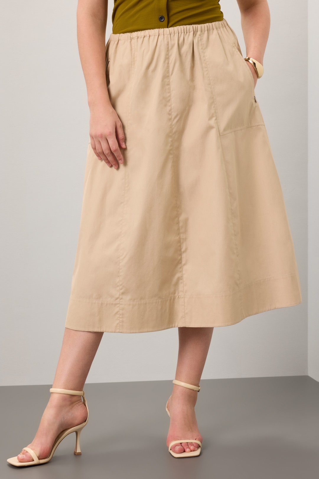 Gathered Utility Zipper Skirt by VINCE. 6