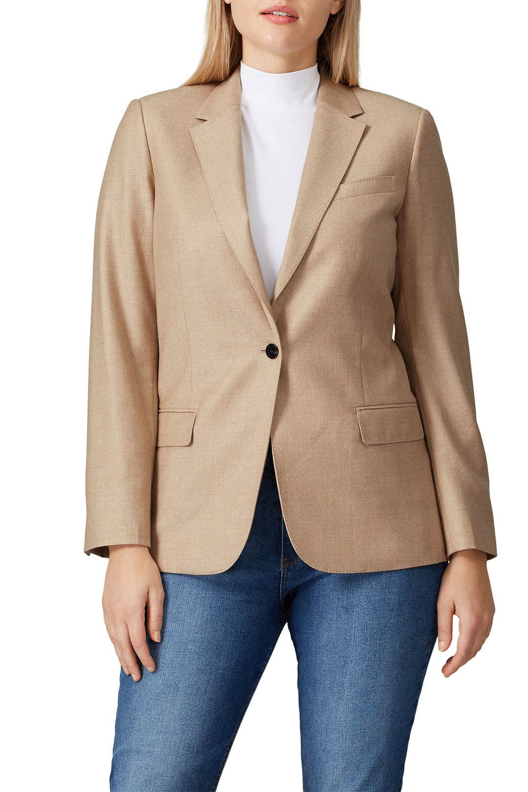 Camel Sleek Staple Blazer by Theory | Rent the Runway