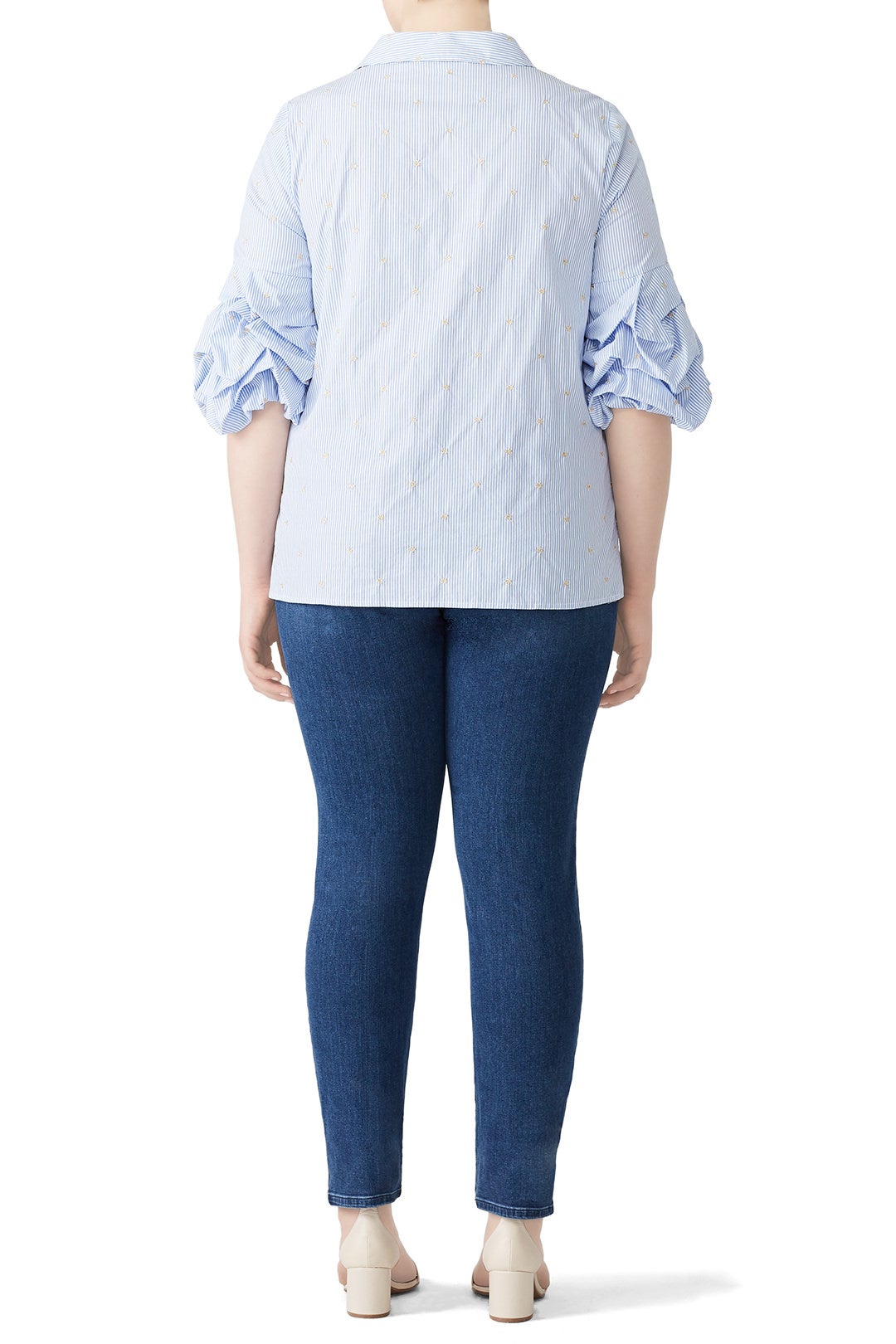 Ruffle Sleeve Button Down by Badgley Mischka 4
