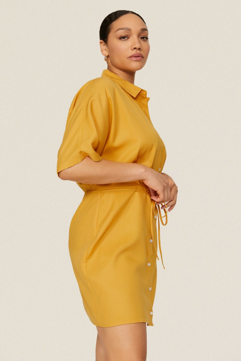 Yellow Tie Waist Shirtdress by Thakoon x RTR - Photo 6