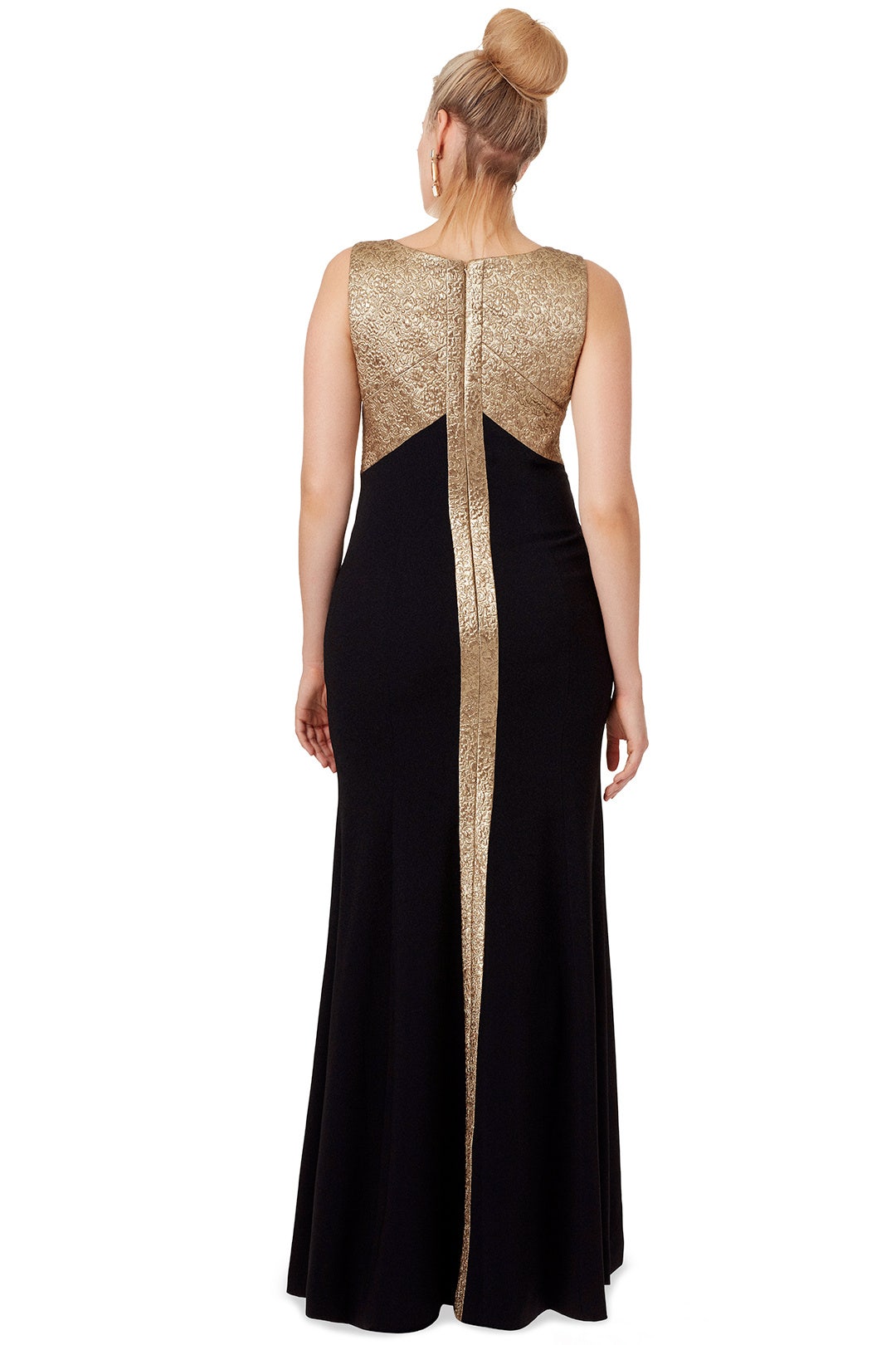 Graphic Gold Gown by Theia 5