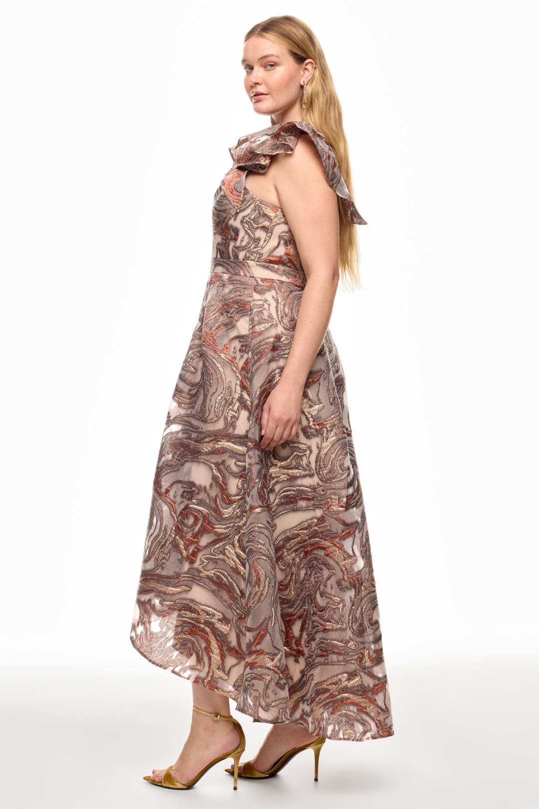 Clipped Jacquard High Low Dress by Aidan Mattox | Rent the Runway