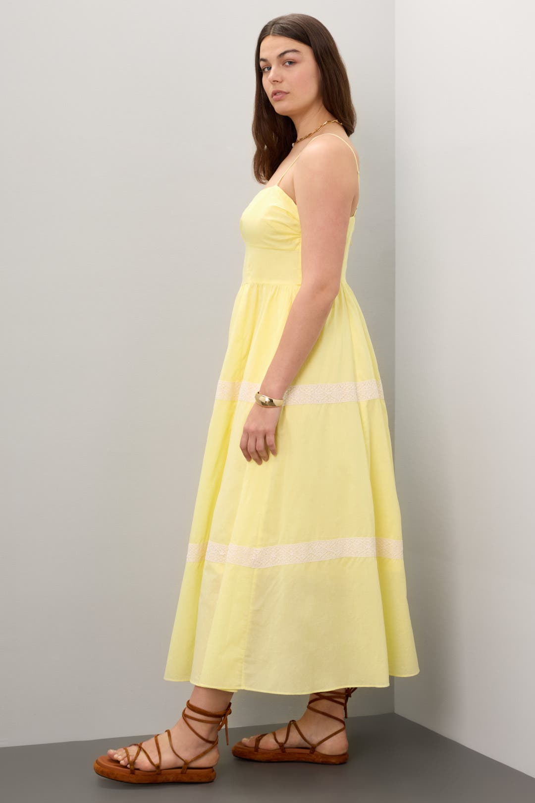 【Riu/新品】Side lace jumper dress Eyelet Raya Long Dress - Off White