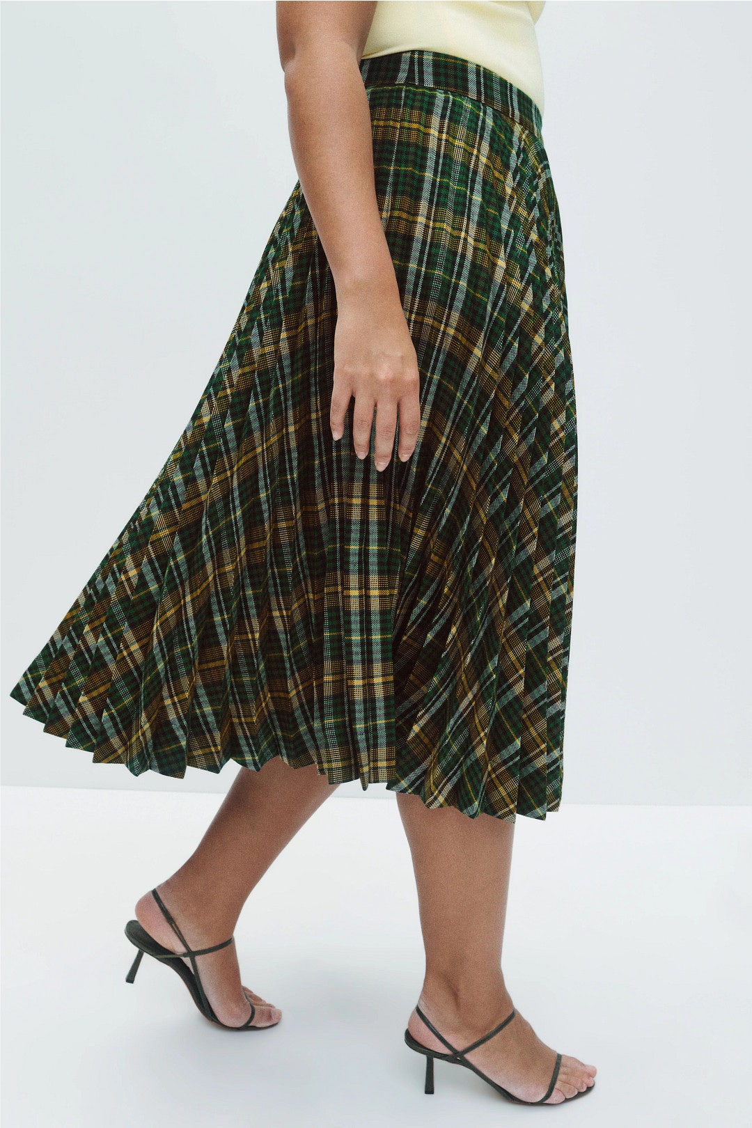 Pleated Plaid Midi Skirt by PLAN C x RTR 6