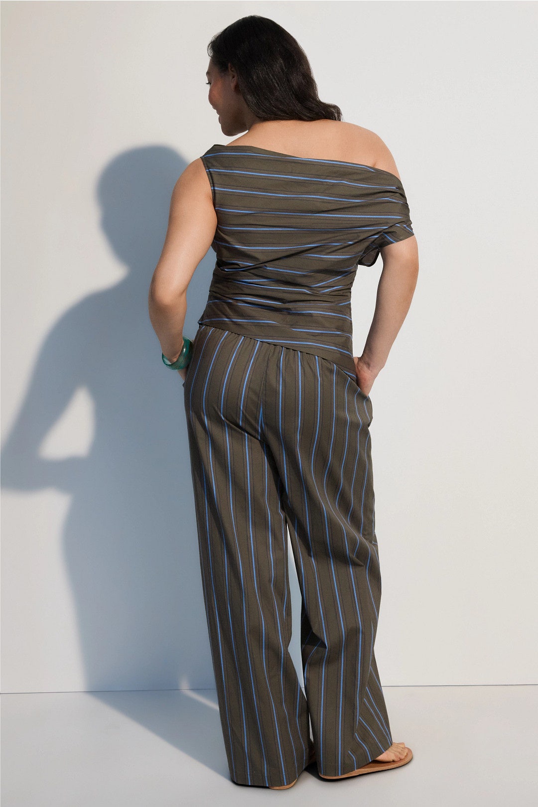 staud phare striped off-the-shoulder maxi dress Phare Silk Maxi Dress