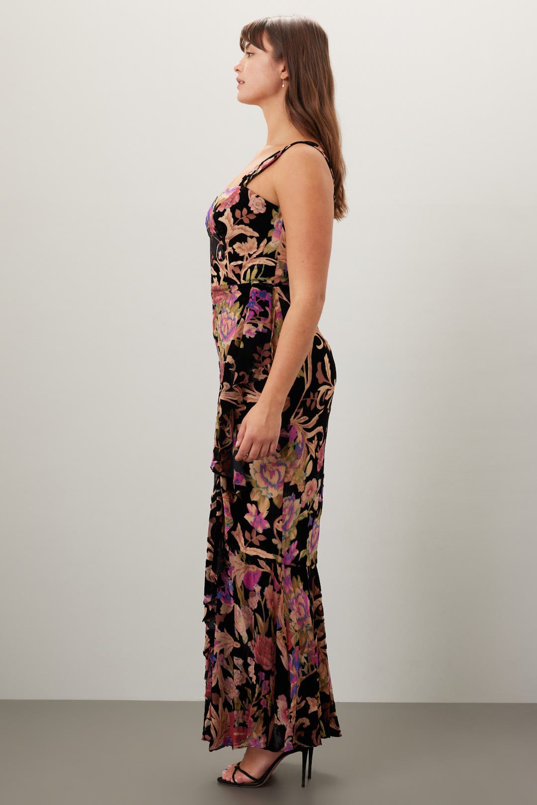 dress the population fran Dress The Population One-Shoulder Ruffled Fit & Flare Vida Maxi Dress