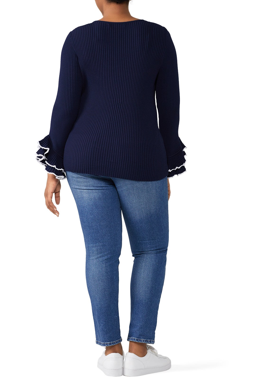 Contrast Ruffle Sleeve Sweater by Milly 5