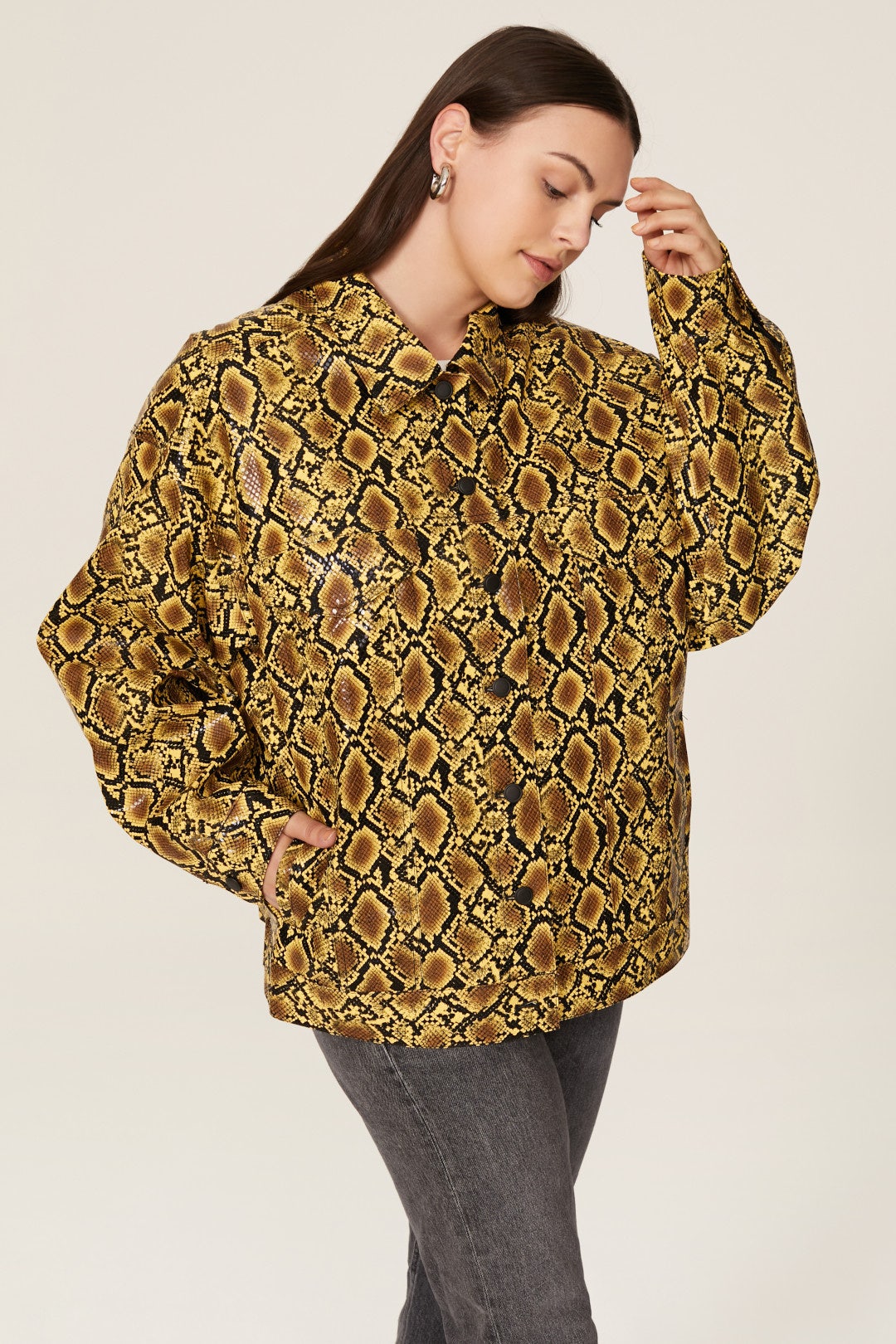 Snake Faux Leather Jacket by GOOD AMERICAN 6