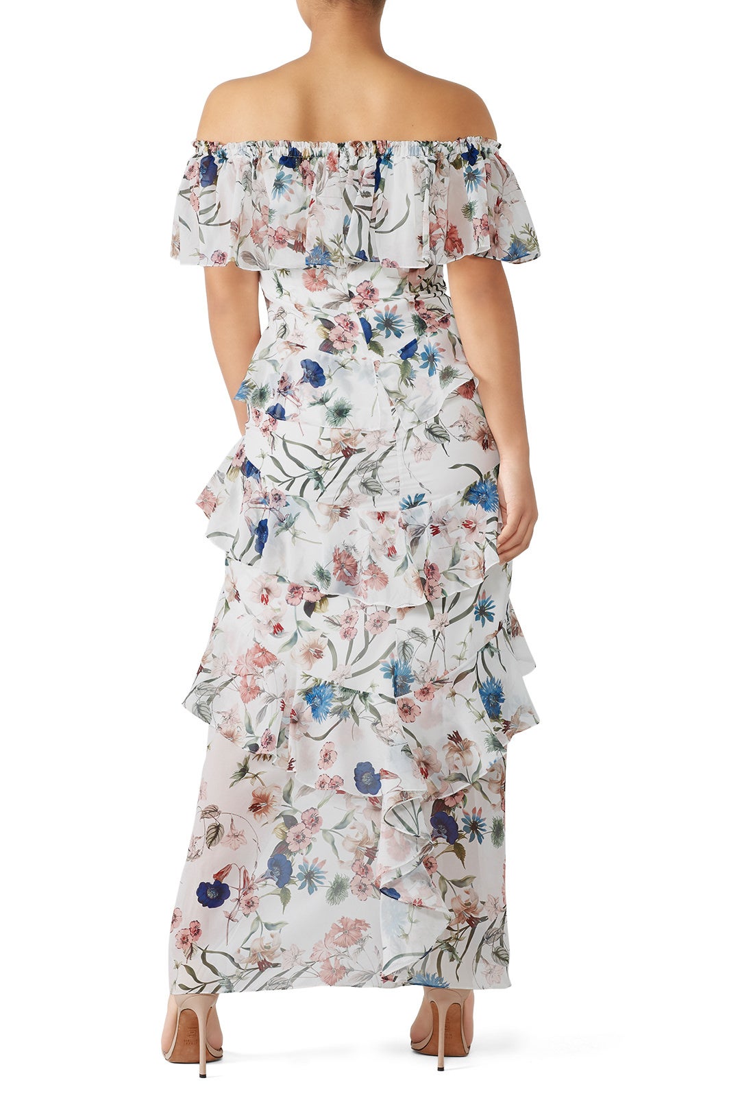 White Floral High Low Maxi by Badgley Mischka 5