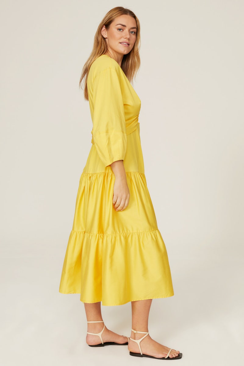 Yellow Twist Front Midi Dress by Derek Lam 10 Crosby x RTR - Photo 6