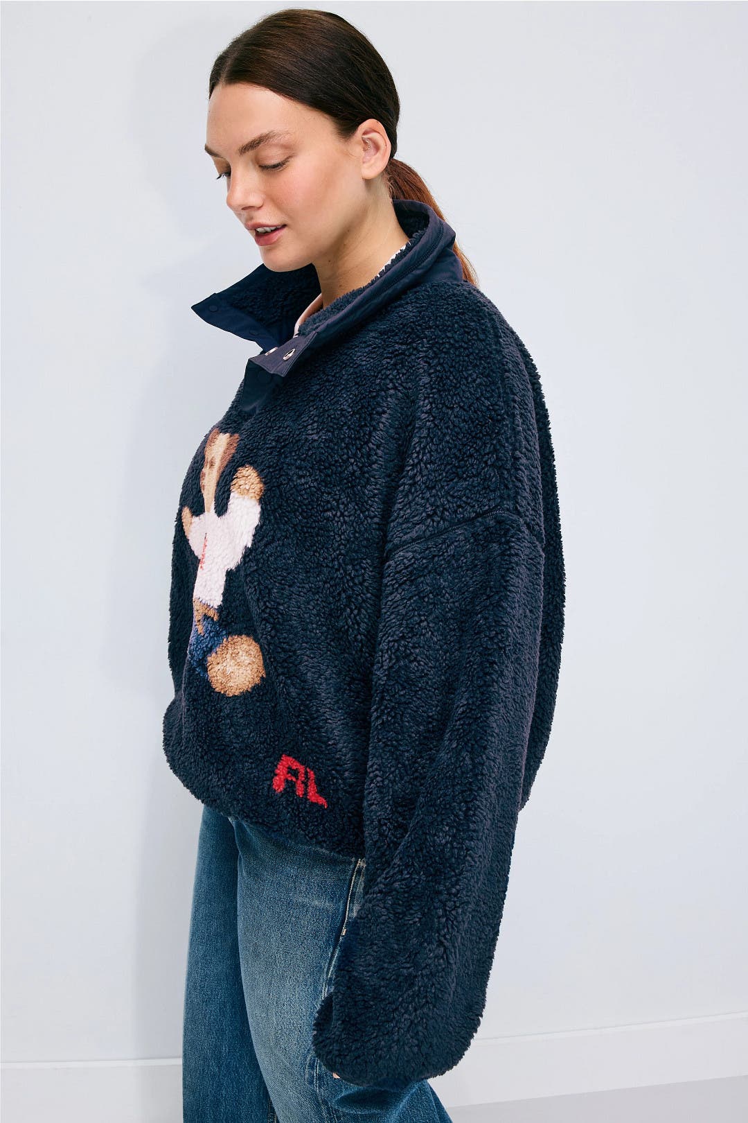 Pile Fleece Knit Long Sleeve Mock Neck Pullover by Polo Ralph