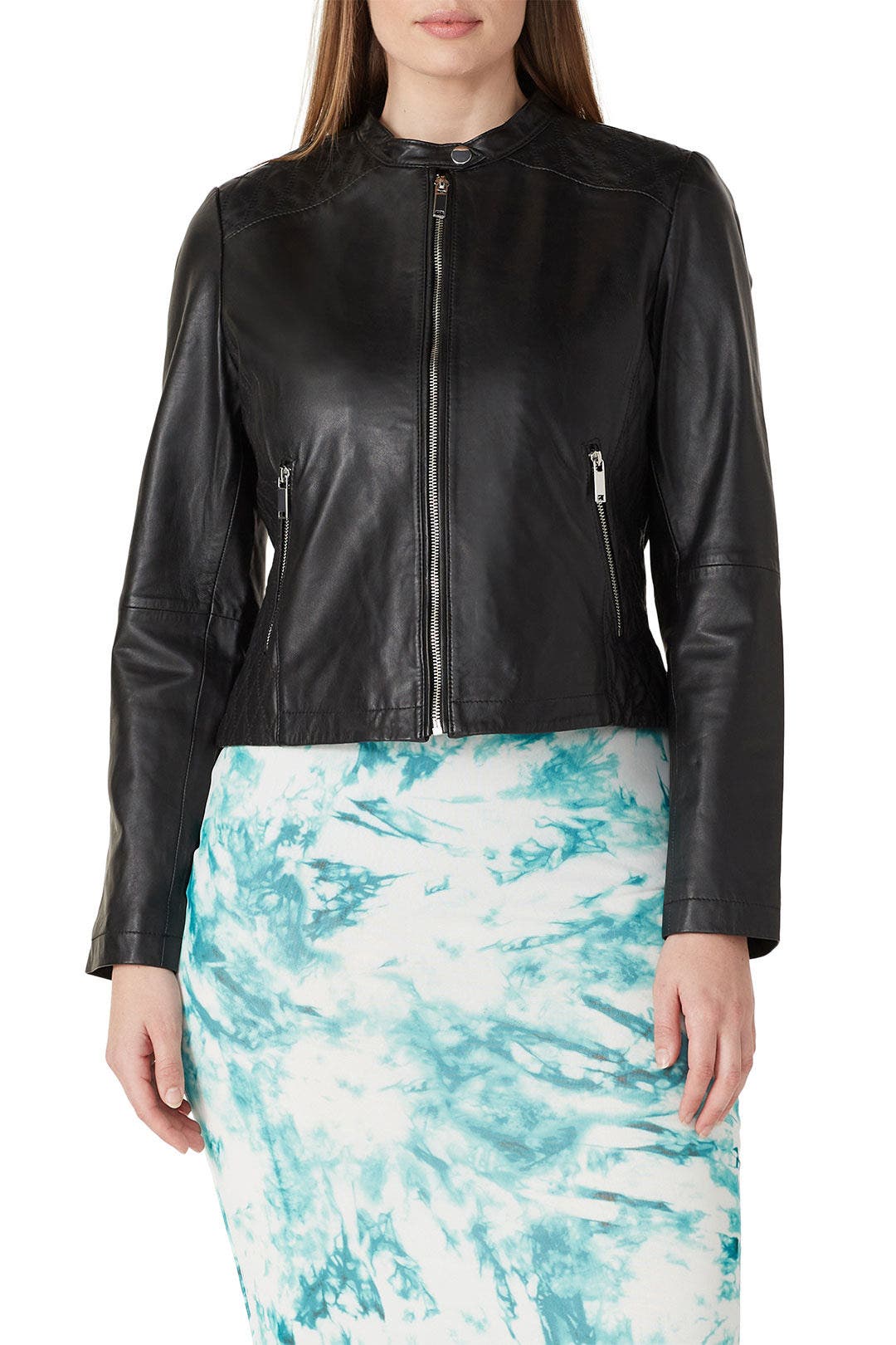 Quilted Panel Leather Jacket by Slate & Willow 6