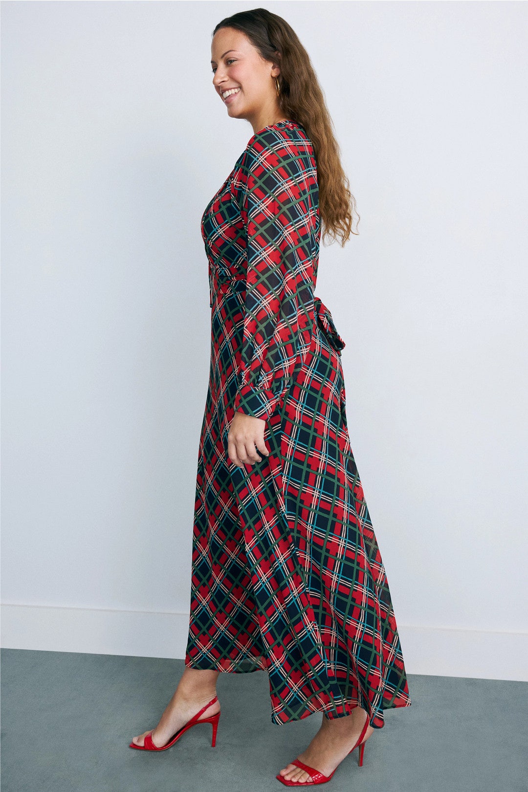 Tie Neck Puff Sleeve Midi Dress by Rixo x RTR 6