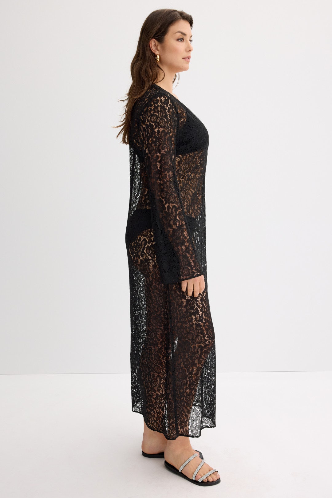 Plunge Lace Midi Cover Up by Ronny Kobo x RTR 6